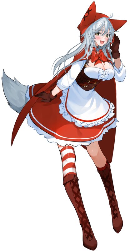 Anime Girl in Red Dress — Playful, Fox Ears