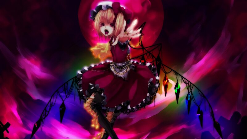 Anime Girl in Red Dress — Purple, Dramatic, Night