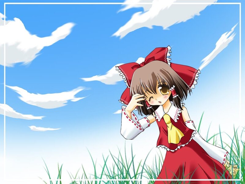 Anime Girl in Red Dress — Serene, Afternoon, Grass