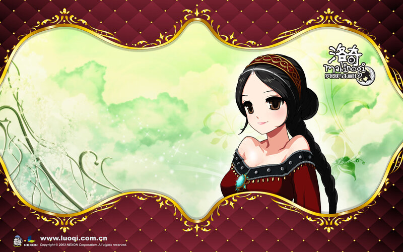 Anime Girl in Red Dress — Serene, Gold Frame