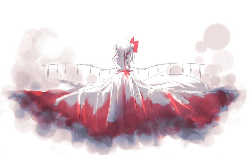 Anime Girl in Red Dress — White, Dramatic, Digital Art