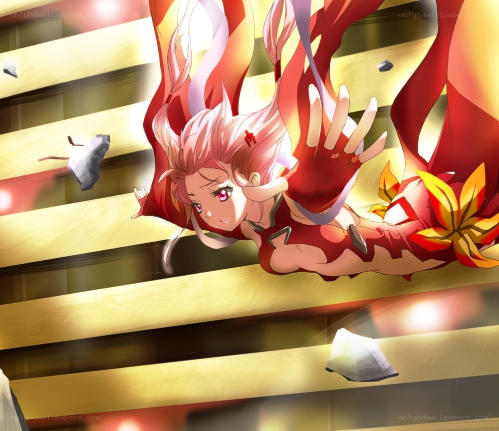 Anime girl in red falling