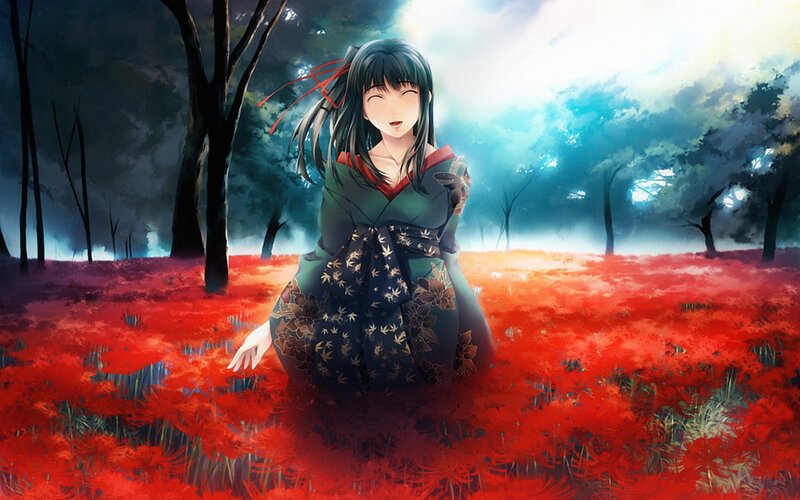 Anime Girl in Red Field