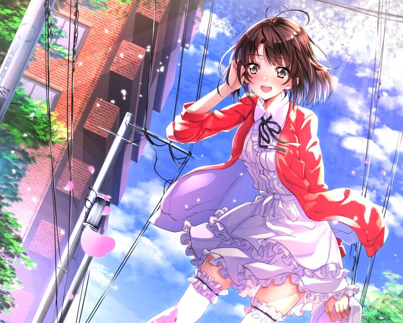 Anime Girl in Red Jacket — Blue, Bright