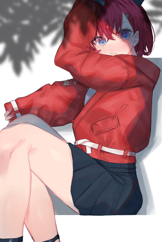Anime Girl in Red Jacket — Calm, Afternoon