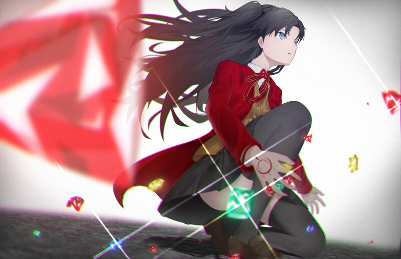 Anime Girl in Red Jacket — Dramatic, Digital Art, Long Black Hair