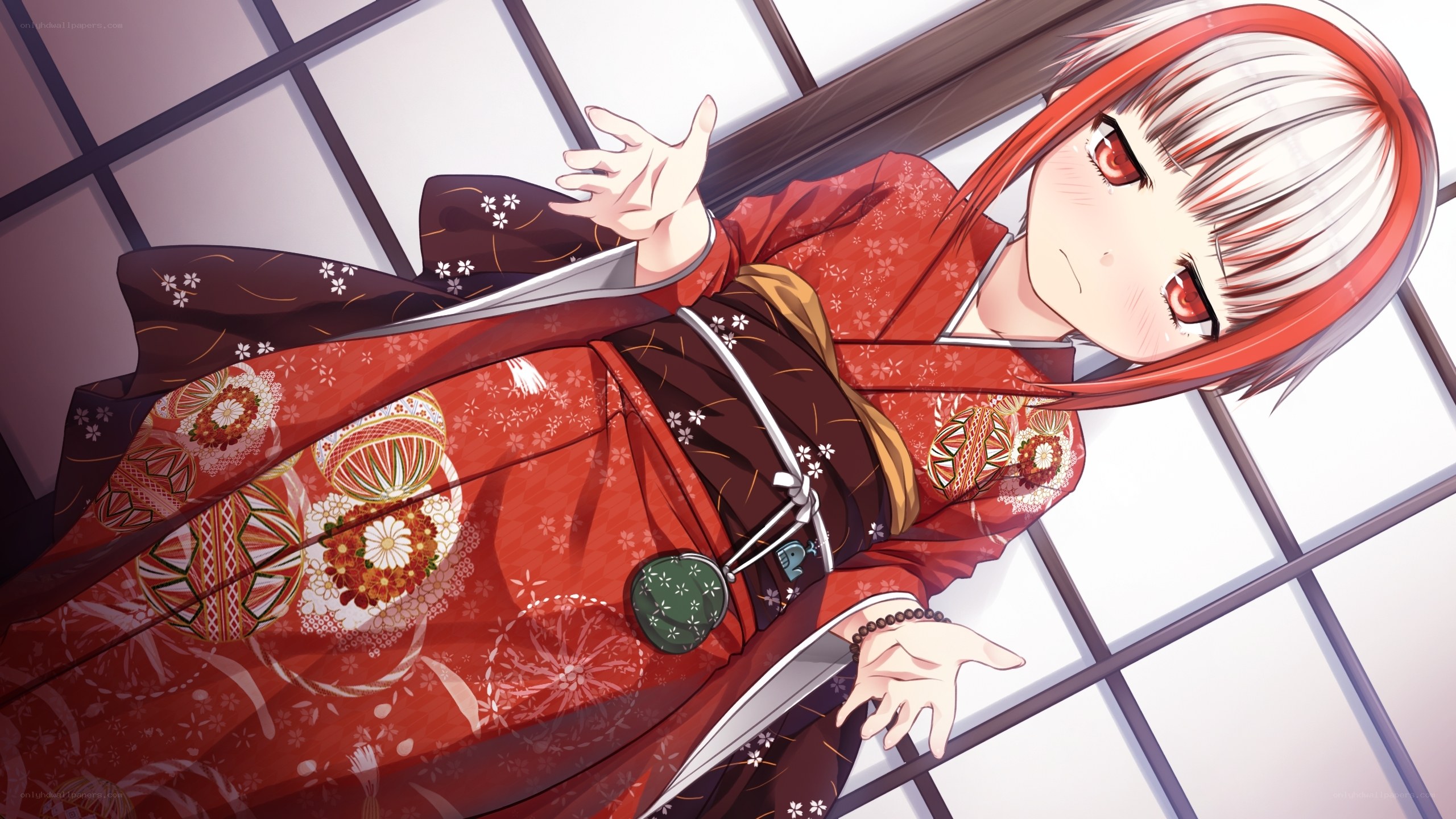 anime girl in red kimono