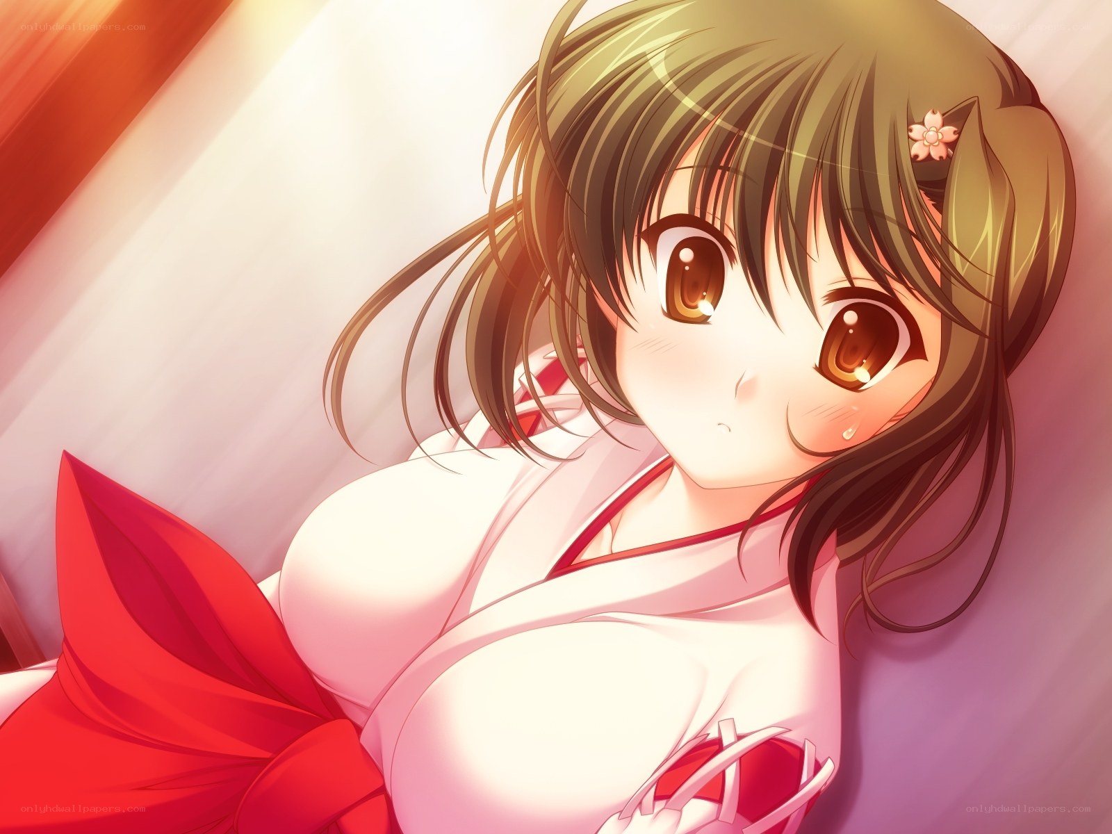 anime girl in red kimono