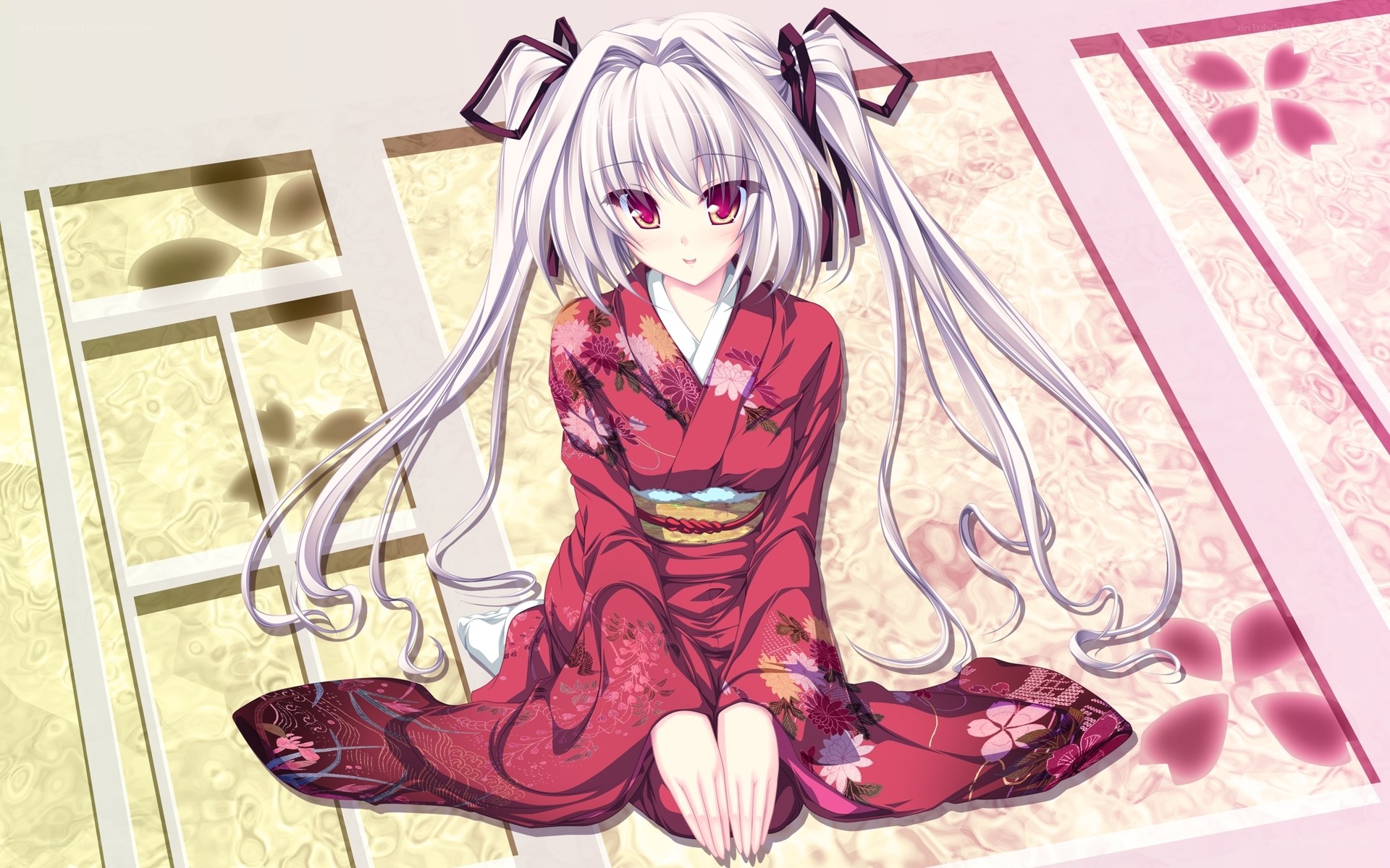 anime girl in red kimono