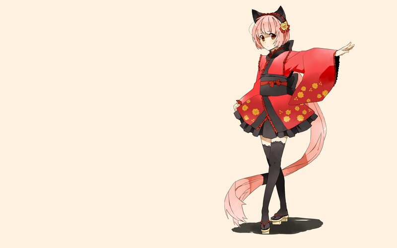 anime girl in red kimono