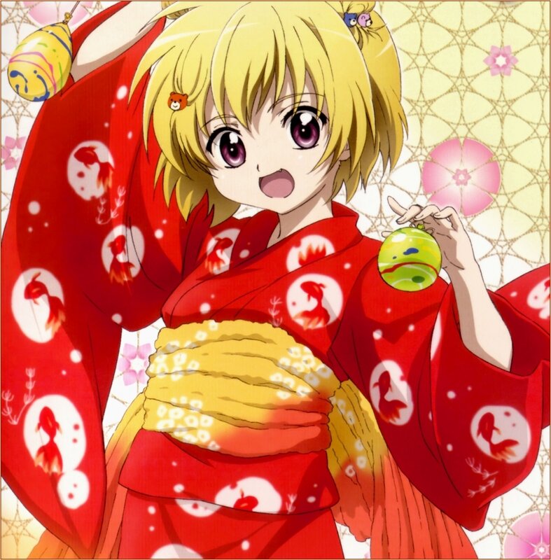 Anime girl in red kimono