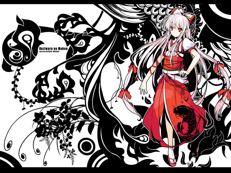 Anime girl in red kimono