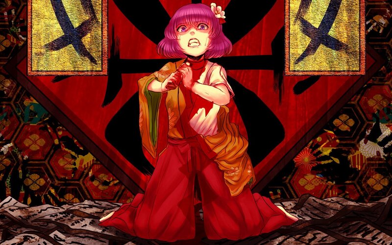 anime girl in red kimono