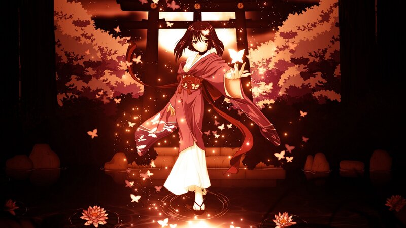 anime girl in red kimono