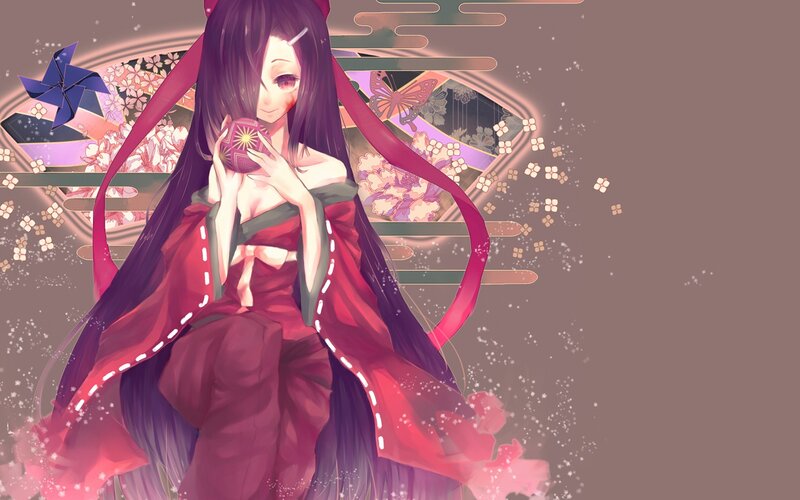 anime girl in red kimono