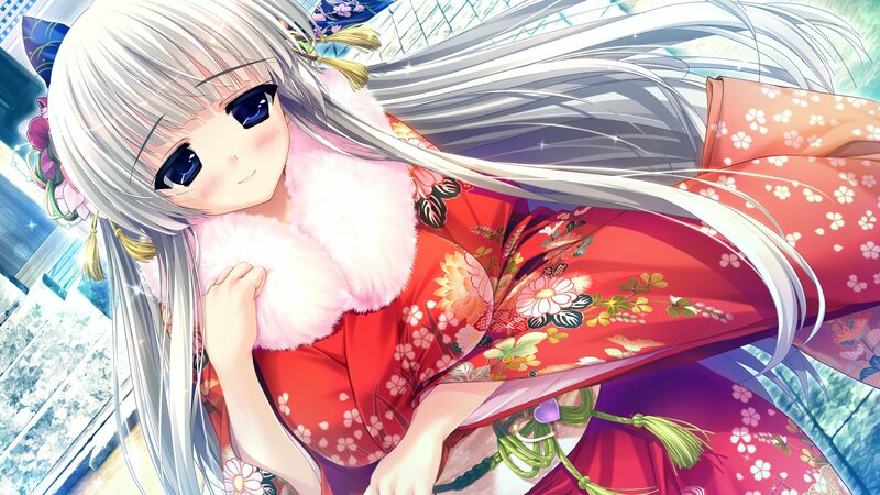 anime girl in red kimono