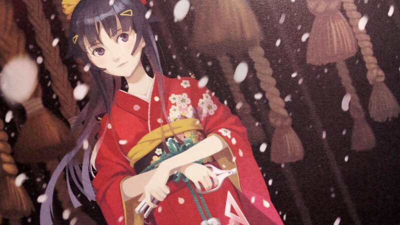 Anime girl in red kimono
