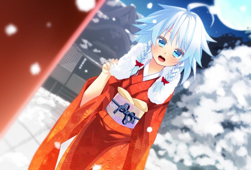 anime girl in red kimono