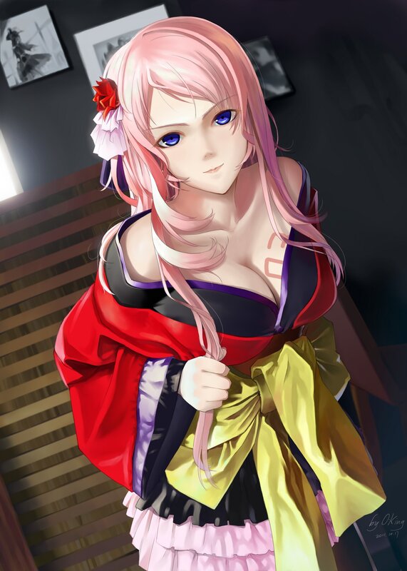 anime girl in red kimono