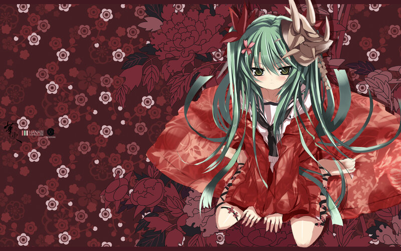 anime girl in red kimono