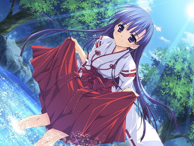 Anime Girl in Red Kimono — Blue