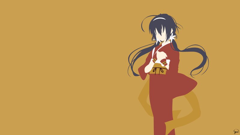 Anime Girl in Red Kimono — Brown