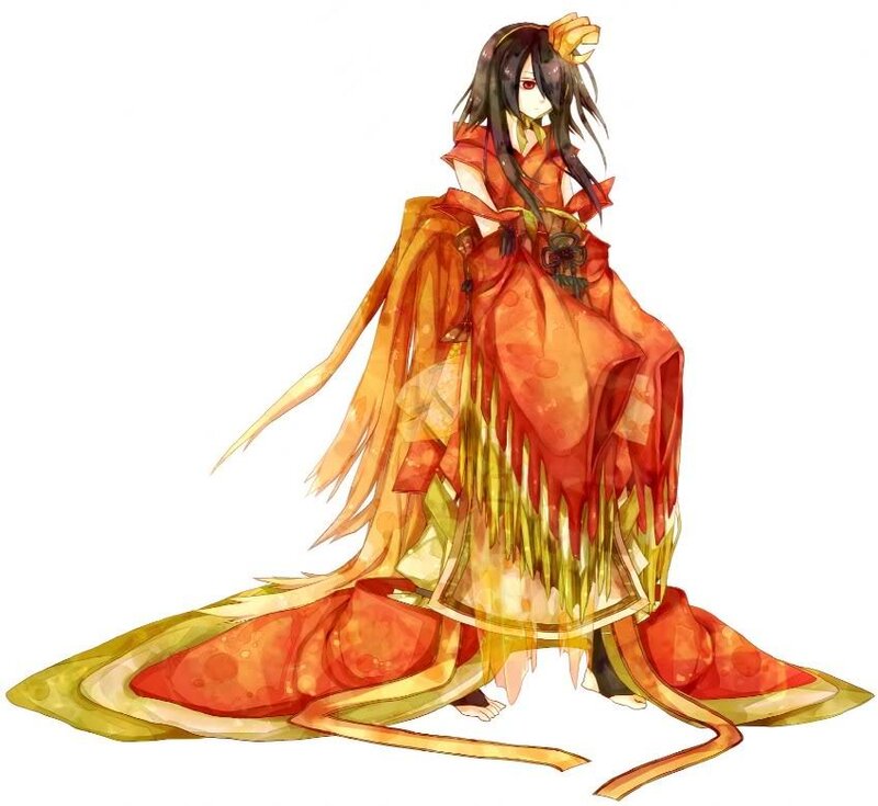 Anime Girl in Red Kimono — Dramatic