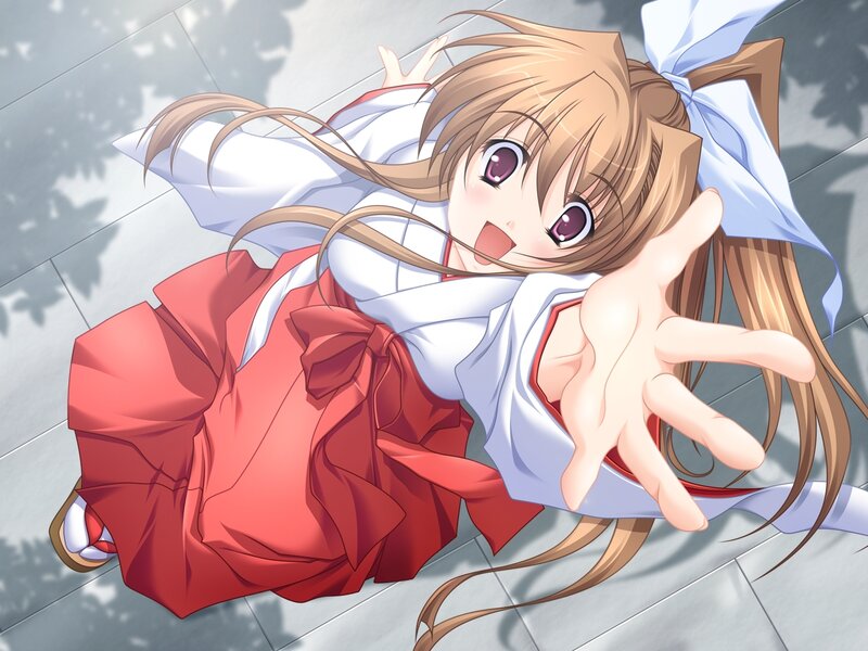 Anime Girl in Red Kimono — Playful, Afternoon