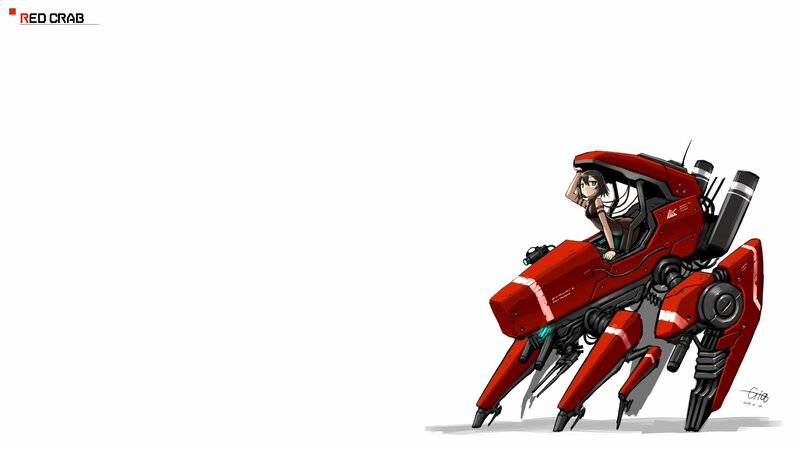 Anime Girl in Red Mech
