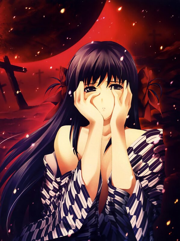 anime girl in red moonlight