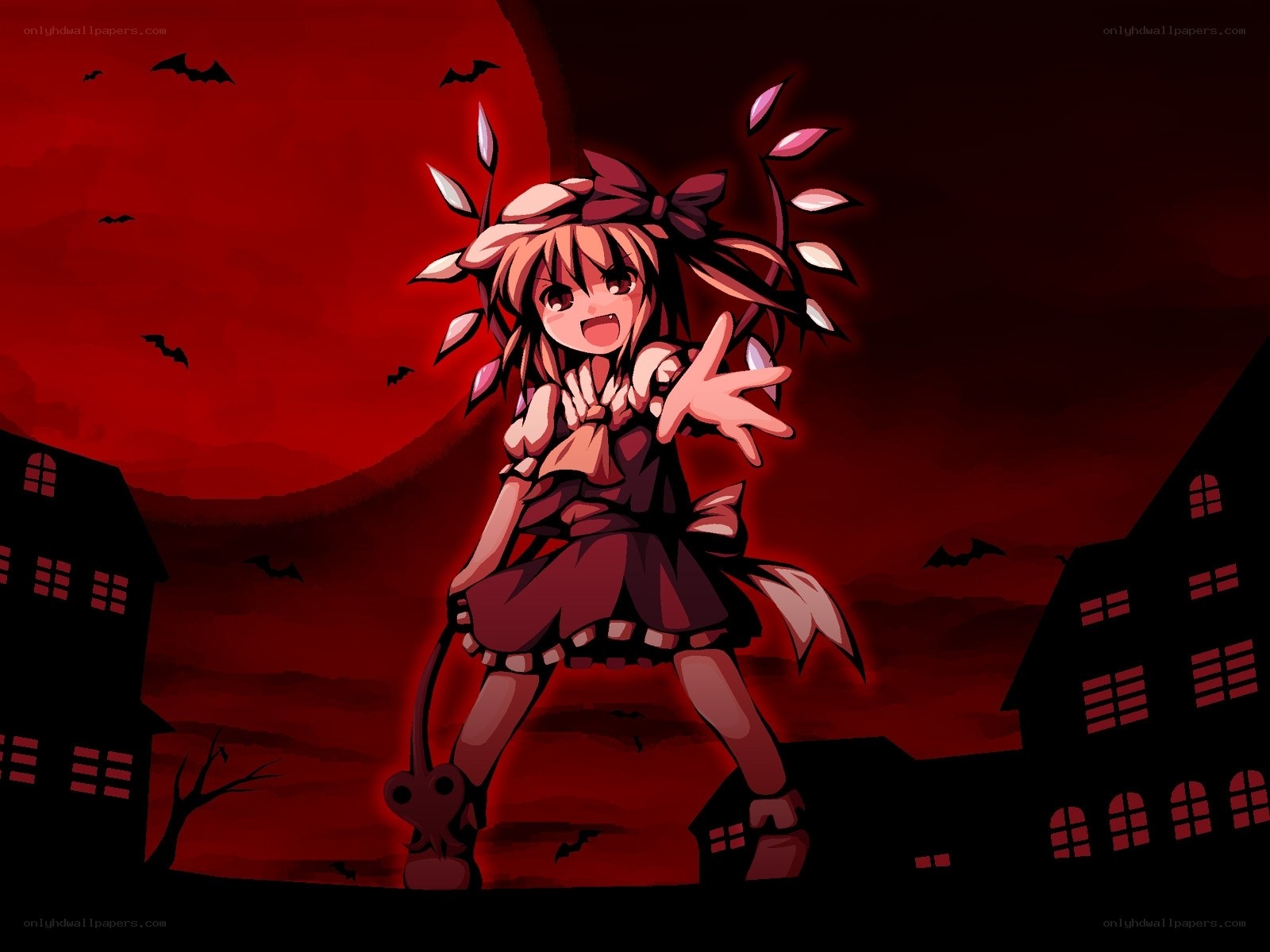 anime girl in red moonlight