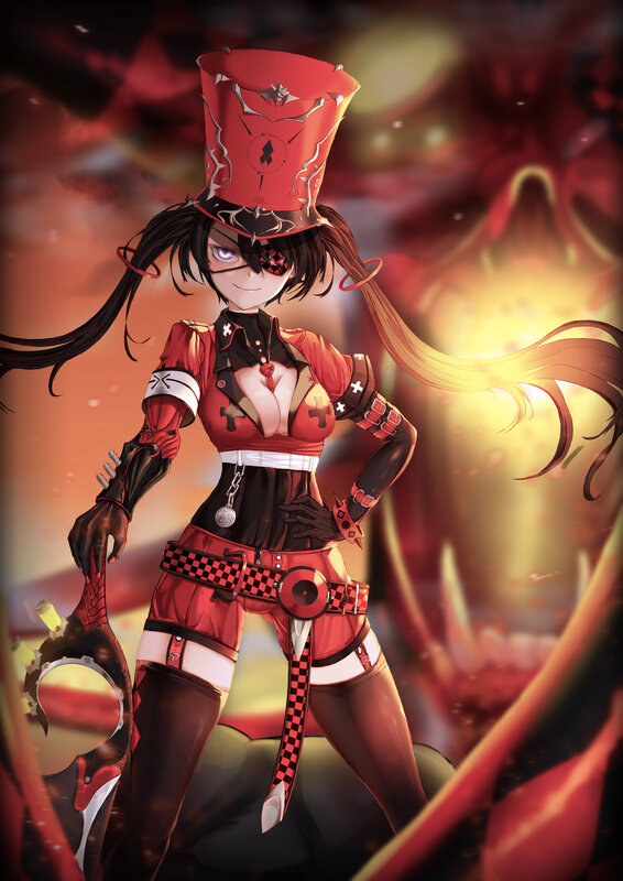 Anime Girl in Red Outfit — Dramatic, Digital Art