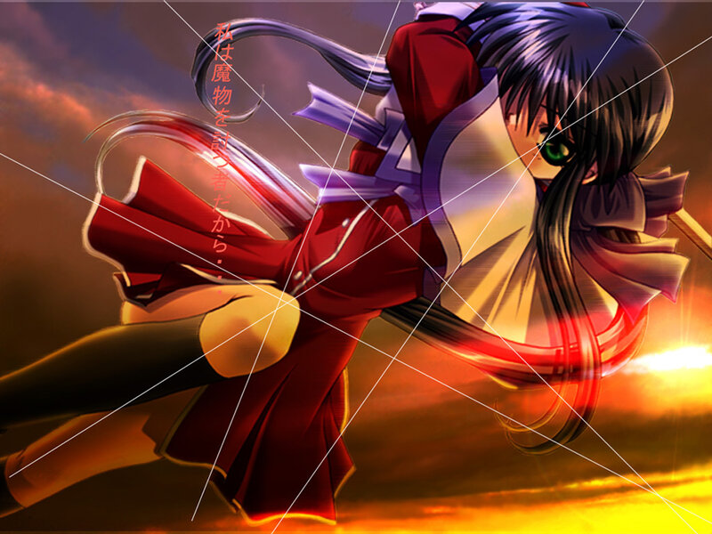 Anime Girl in Red Outfit — Dramatic, Sunset, Digital Art, Sword