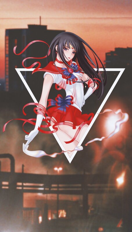 Anime Girl in Red Outfit — Dramatic, Sunset