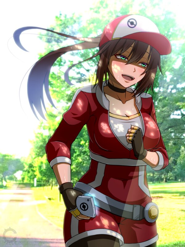 Anime Girl in Red Outfit — Energetic, Afternoon