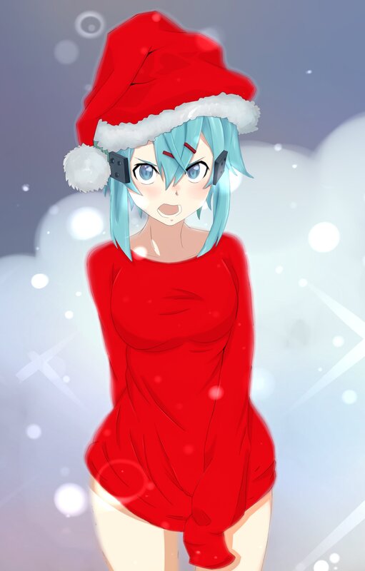 Anime Girl in Red Outfit — Festive, Winter