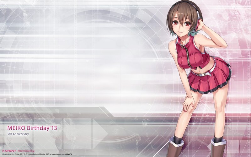 Anime Girl in Red Outfit — Pink, Playful