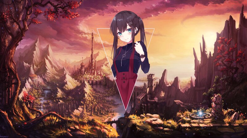 Anime Girl in Red Overalls