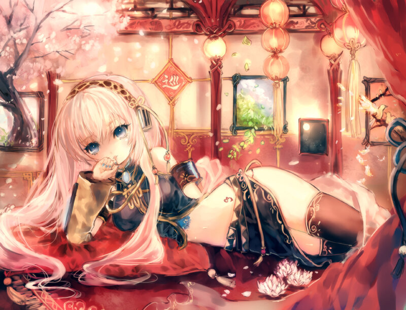 Anime Girl in Red Room — Serene