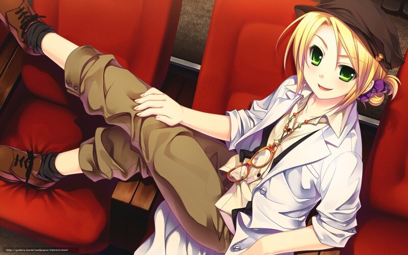 Anime girl in red seat