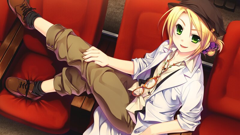 anime girl in red seat