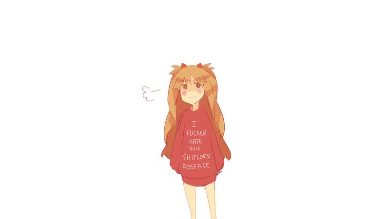 Anime Girl in Red Shirt — White