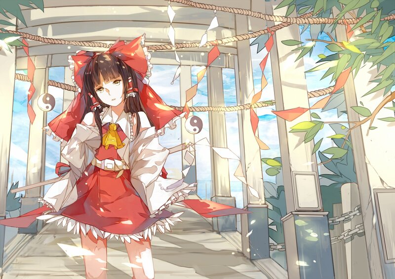 Anime girl in red shrine