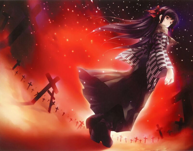 Anime Girl in Red Sky
