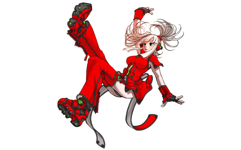 anime girl in red suit