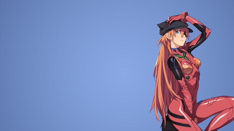 Anime Girl in Red Suit — Blue, Calm, Afternoon
