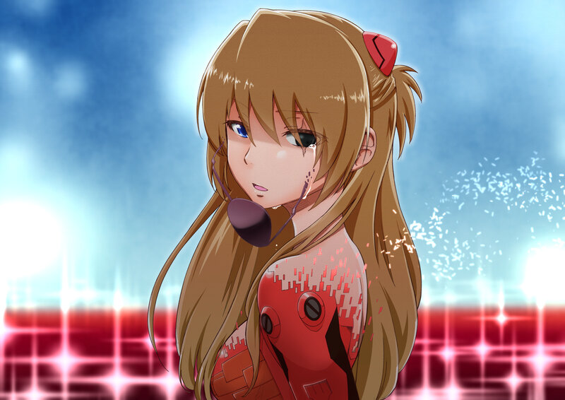 Anime Girl in Red Suit — Blue, Dramatic