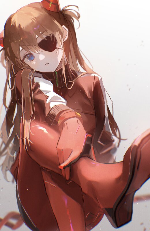 Anime Girl in Red Suit — Brown, Dramatic