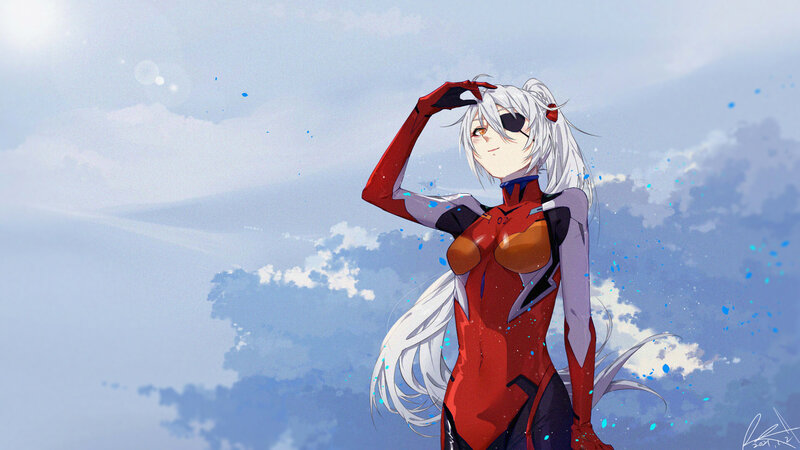 Anime Girl in Red Suit — Calm, Afternoon, Digital Art