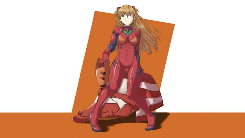 Anime Girl in Red Suit — Calm, Orange Background